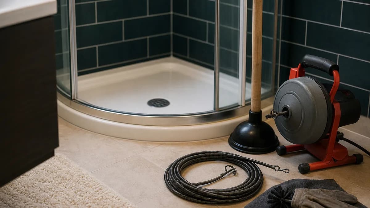 Cover image for Clearing a Shower Drain: Plungers, Snakes and Other Tools